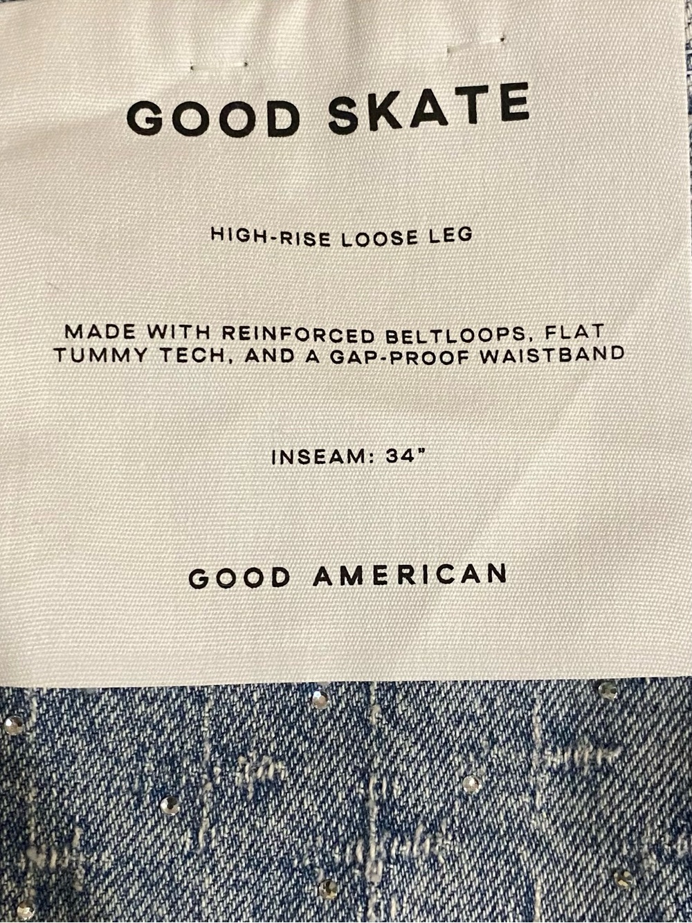 Good American Good Skate Mid Ris Wide Leg Jeans With Rhinestones Size 14 NEW - Picture 12 of 16